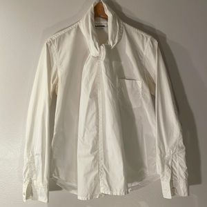 Jil Sander White Cotton Shirt tie neck